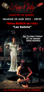 220826 – Chapitre de Rennes – Vendredi 26 Août 2022 – 18h30 – 70ème Munch – Bar Le Saint Charles – 35000 RENNES
